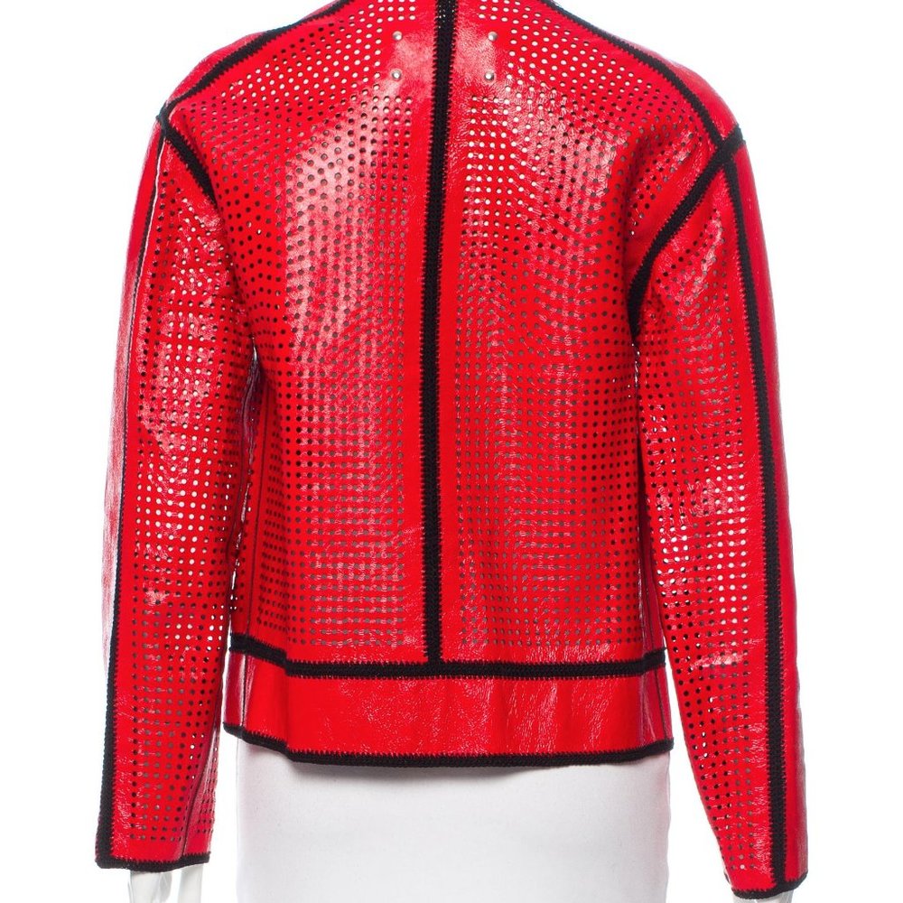 REDUCED PROENZA SCHOULER Red PERFORATED Leather Jacket XS - Picture 3 of 3